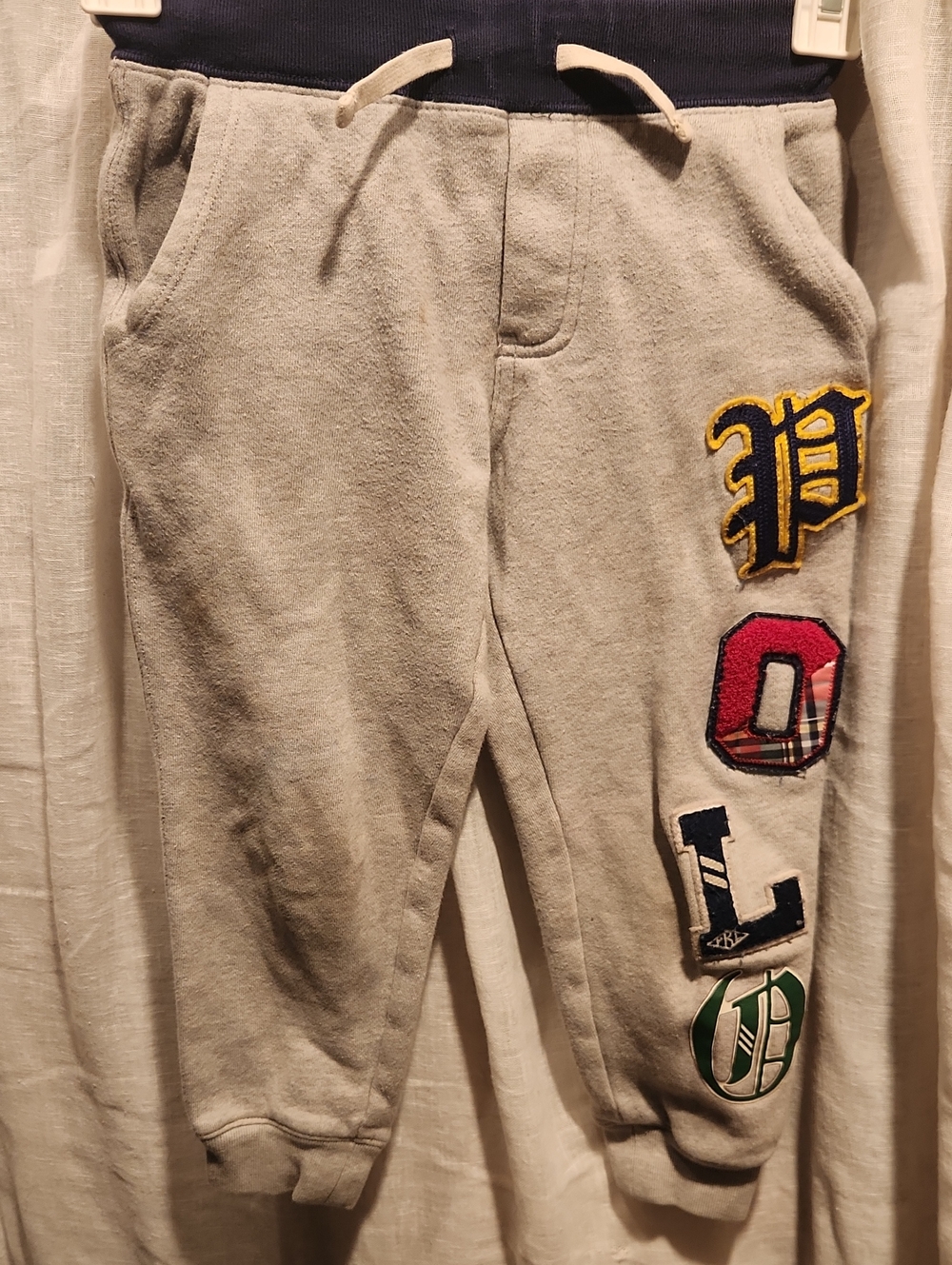 Polo by Ralph Lauren Grey Sweatpants with Multicolor Letter Patches
